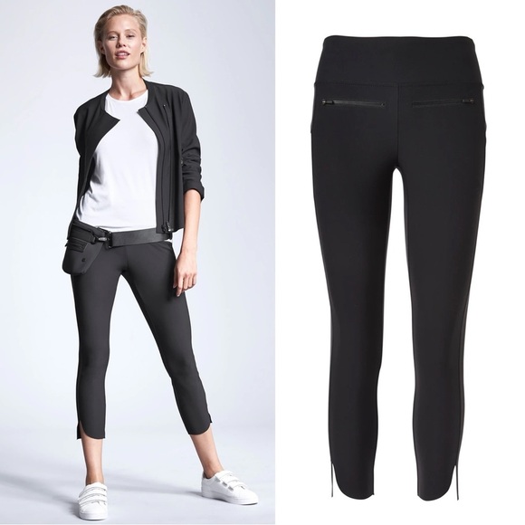 Athleta • Stellar Crop Pant black pull-on ankle stretch zipper pockets travel - Picture 1 of 13
